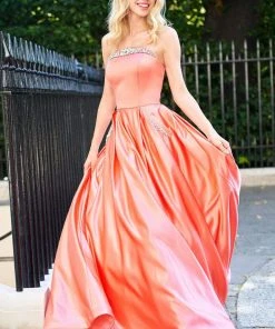 Sherri Hill - 53320 Strapless Beaded Neckline A Line Ballgown Dress 14 Sherri Hill - 53320 Strapless Beaded Neckline A Line Ballgown Dress