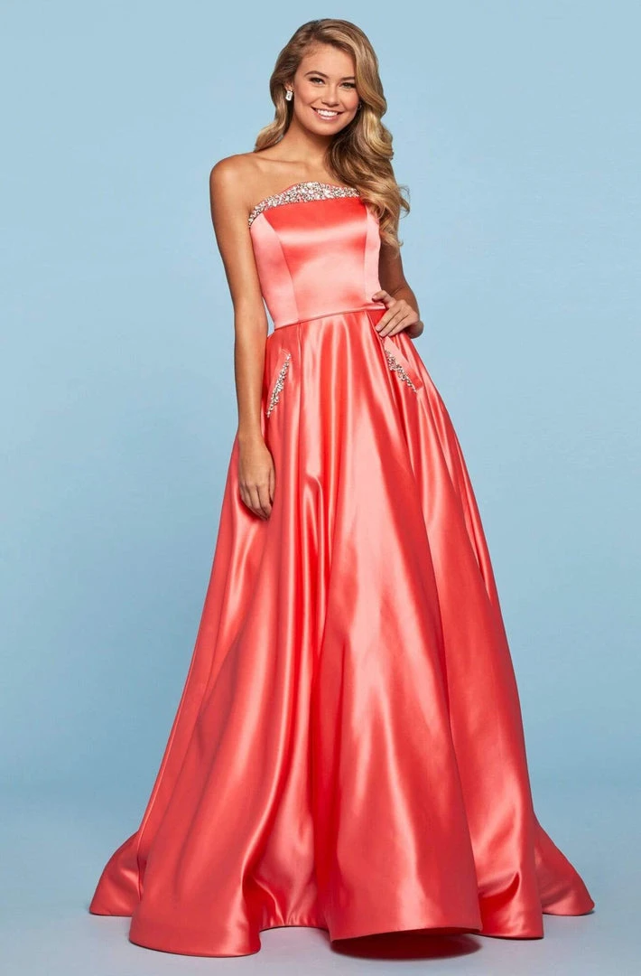 Sherri Hill - 53320 Strapless Beaded Neckline A Line Ballgown Dress 8 Sherri Hill - 53320 Strapless Beaded Neckline A Line Ballgown Dress