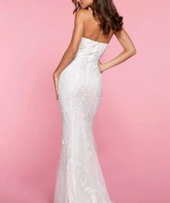 Sherri Hill - 53345 High Slit Straight Neck Lace Dress 18 Sherri Hill - 53345 High Slit Straight Neck Lace Dress