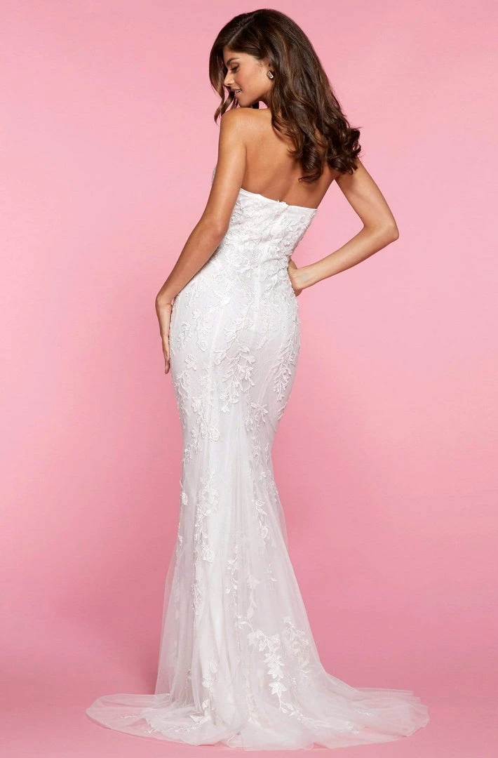 Sherri Hill - 53345 High Slit Straight Neck Strapless Lace Dress 8 Sherri Hill - 53345 High Slit Straight Neck Strapless Lace Dress