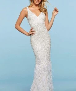 Sherri Hill - 53367 Long Feather Sheath Dress