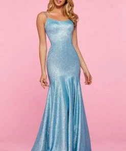 Sherri Hill - 53370 Scoop Neck Stretch Glitter Trumpet Dress 8 Sherri Hill - 53370 Scoop Neck Stretch Glitter Trumpet Dress