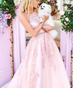 Sherri Hill - 53371 Embroidered Halter Tulle A-Line Dress 18 Sherri Hill - 53371 Embroidered Halter Tulle A-Line Dress