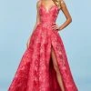 Sherri Hill - 53378 Brocade Plunging V-neck A-line Gown
