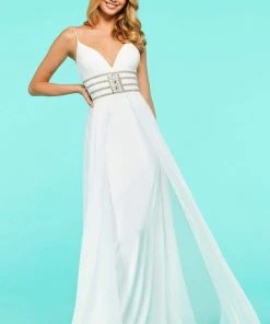 Sherri Hill - 53386 Sleeveless V Neck Long Dress With Overskirt 8 Sherri Hill - 53386 Sleeveless V Neck Long Dress With Overskirt