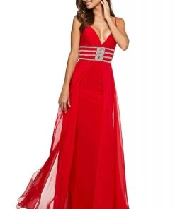 Sherri Hill - 53386 Sleeveless V Neck Long Dress With Overskirt