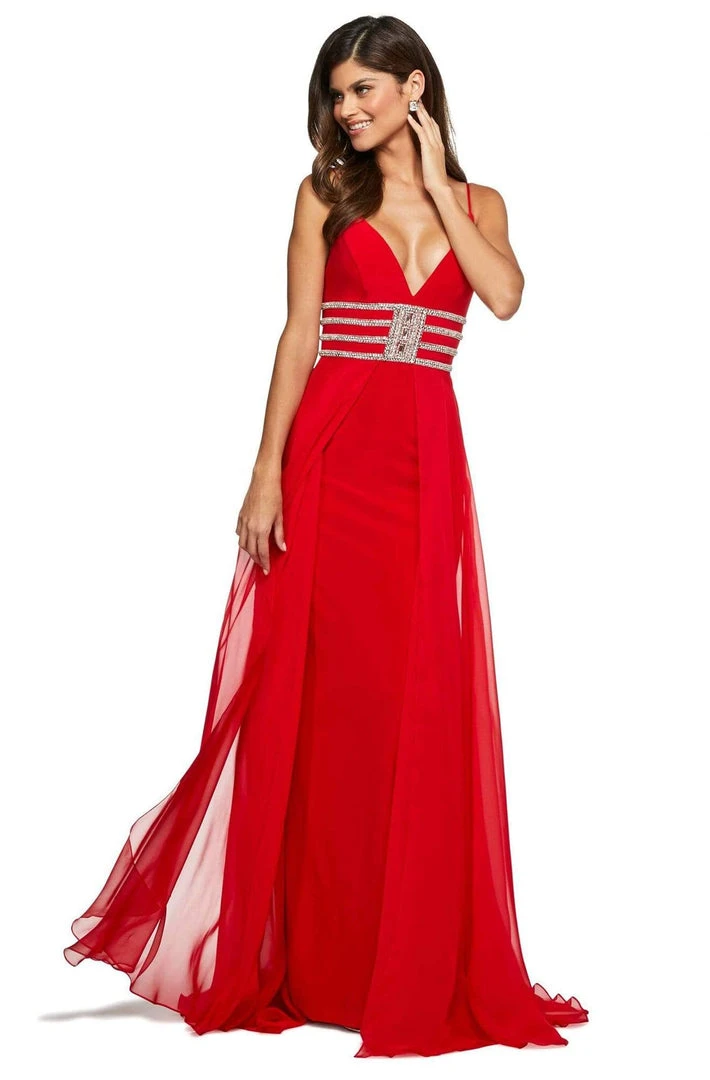 Sherri Hill - 53386 Sleeveless V Neck Long Dress With Overskirt 3 Sherri Hill - 53386 Sleeveless V Neck Long Dress With Overskirt