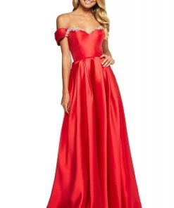 Sherri Hill - 53399 Embellished Off-Shoulder Mikado A-Line Dress