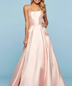 Sherri Hill - 53407 Satin Scoop Pleated Evening Dress