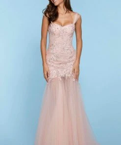 Sherri Hill - 53415 Lace Applique Sweetheart Tulle Trumpet Dress