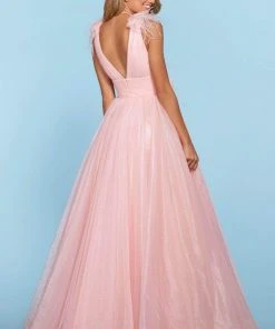 Sherri Hill - 53416 Long V-Neck Beaded Organza Dress