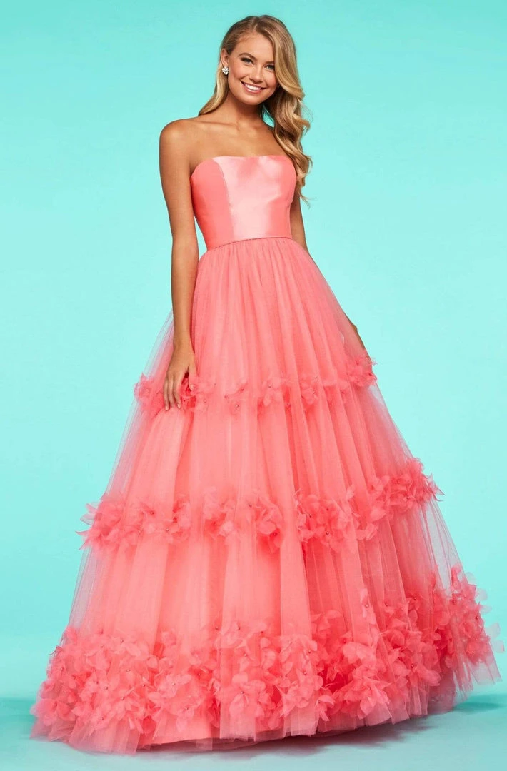 Sherri Hill - 53420 Strapless Floral Applique Ballgown 3 Sherri Hill - 53420 Strapless Floral Applique Ballgown