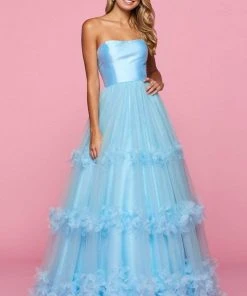 Sherri Hill - 53420 Strapless Floral Applique Ballgown 8 Sherri Hill - 53420 Strapless Floral Applique Ballgown