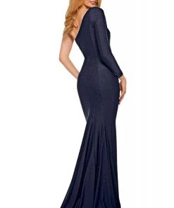 Sherri Hill - 53428 Single Sleeve Beaded Jersey Fitted Dress