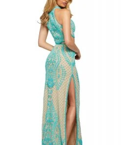Sherri Hill - 53436 Two Piece High Neckline Applique Dress 6 Sherri Hill - 53436 Two Piece High Neckline Applique Dress