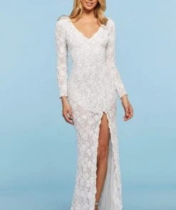 Sherri Hill - 53443 V-Neck Beaded Lace Dress