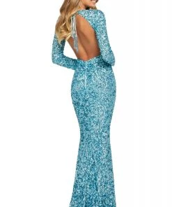 Sherri Hill - 53447 Long Sleeve Open Back Allover Sequins Dress 15 Sherri Hill - 53447 Long Sleeve Open Back Allover Sequins Dress