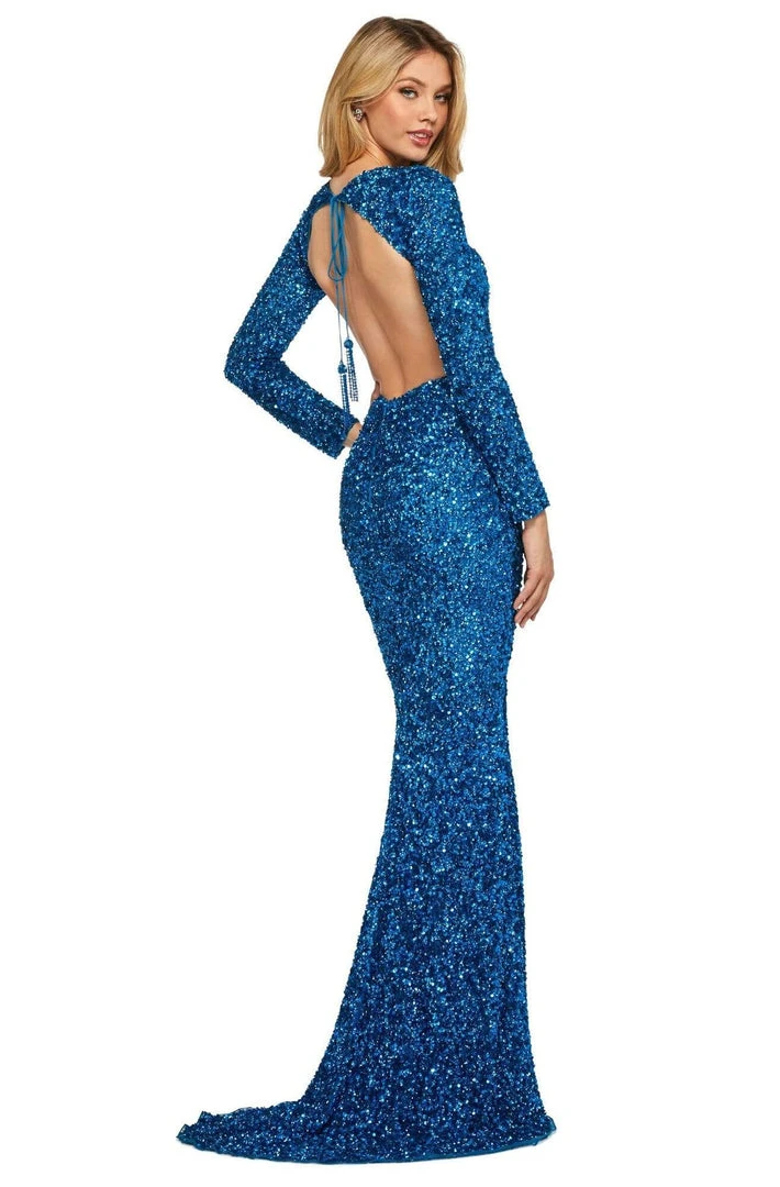 Sherri Hill - 53447 Long Sleeve Open Back Allover Sequins Dress 10 Sherri Hill - 53447 Long Sleeve Open Back Allover Sequins Dress