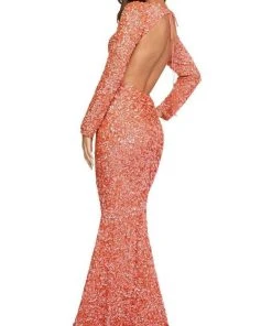Sherri Hill - 53447 Long Sleeve Open Back Allover Sequins Dress 12 Sherri Hill - 53447 Long Sleeve Open Back Allover Sequins Dress