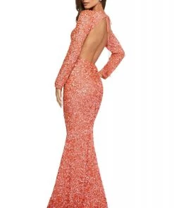 Sherri Hill - 53447 Long Sleeve Open Back Sequined Dress