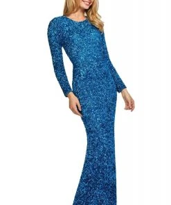 Sherri Hill - 53447 Long Sleeve Open Back Sequined Dress