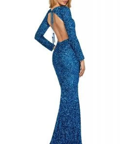 Sherri Hill - 53447 Long Sleeve Open Back Sequined Dress