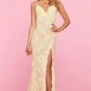 Sherri Hill - 53460 Beaded Lace V-Neck Dress With Slit