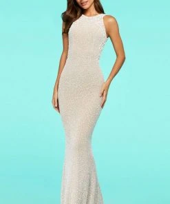 Sherri Hill - 53490 Beaded High Neckline Sheath Dress