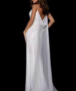 Sherri Hill - 53496 Long V-Neck Beaded High Slit Dress