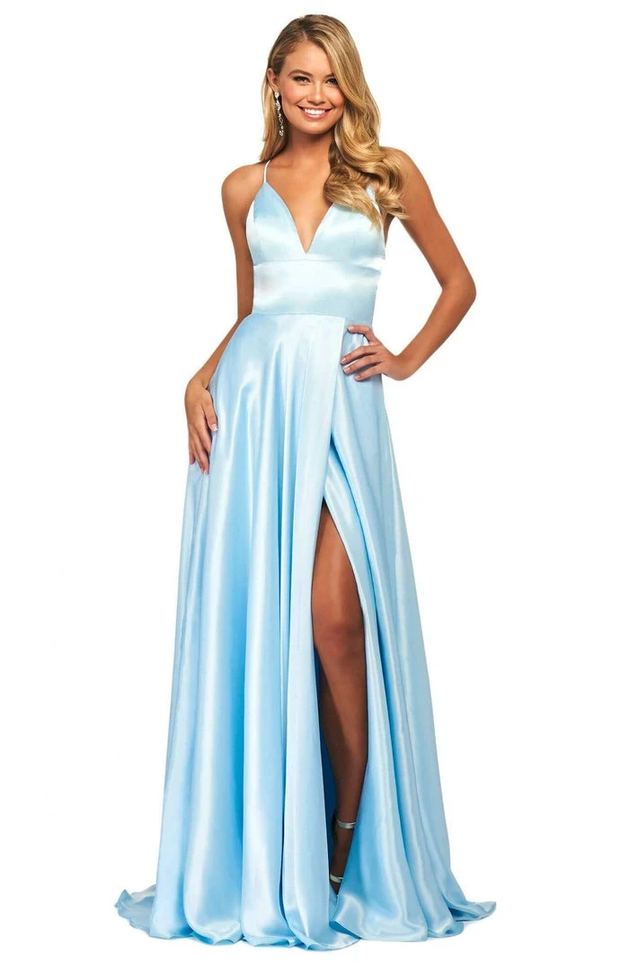 Sherri Hill - 53498 Sleeveless V Neck Strappy Open Back Satin Dress 6 Sherri Hill - 53498 Sleeveless V Neck Strappy Open Back Satin Dress
