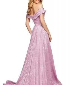 Sherri Hill - 53499 Off The Shoulder Glitter High Slit Dress