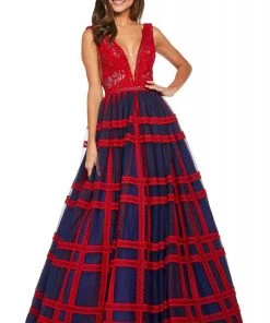 Sherri Hill - 53505 V-Neck Lace A-Line Dress