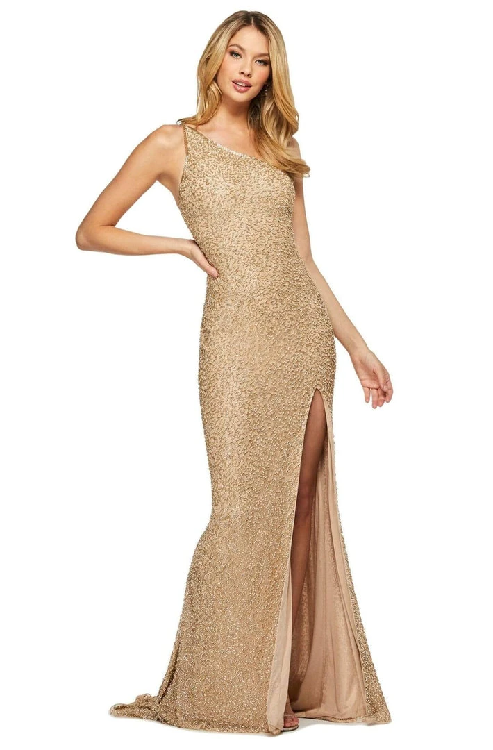 Sherri Hill - 53514 Single Shoulder High Slit Beaded Dress 4 Sherri Hill - 53514 Single Shoulder High Slit Beaded Dress