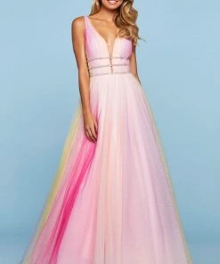 Sherri Hill - 53535 V-Neck A-Line Ombre Dress