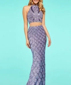 Sherri Hill - 53562 Beaded Two Piece High Halter Evening Dress