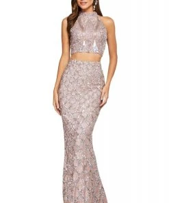Sherri Hill - 53562 Beaded Two Piece High Halter Evening Dress