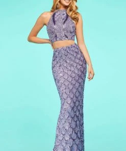 Sherri Hill - 53562 Beaded Two Piece High Halter Evening Dress