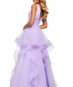 Sherri Hill - 53586 Ruffle-Layered Sequin Tulle Ballgown