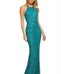 Sherri Hill - 53614 Long Beaded High Halter Dress