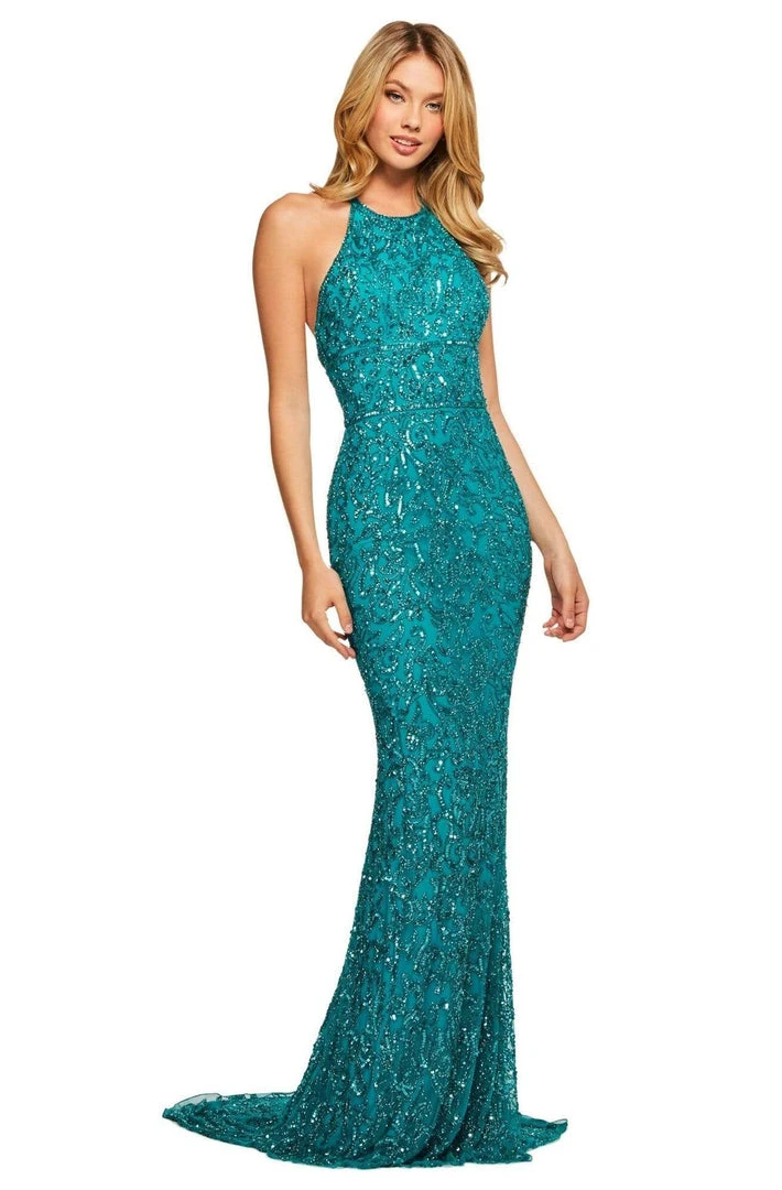 Sherri Hill - 53614 Long Beaded High Halter Dress 3 Sherri Hill - 53614 Long Beaded High Halter Dress