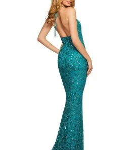 Sherri Hill - 53614 Long Beaded High Halter Dress 5 Sherri Hill - 53614 Long Beaded High Halter Dress