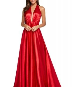 Sherri Hill - 53624 Plunging Halter Neck Long A Line Dress