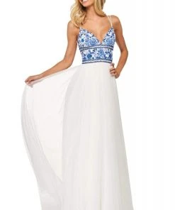 Sherri Hill - 53632 Long Floral Embroidered A-Line Dress