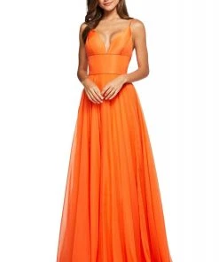 Sherri Hill - 53634 Plunging V-Neck A-Line Chiffon Dress