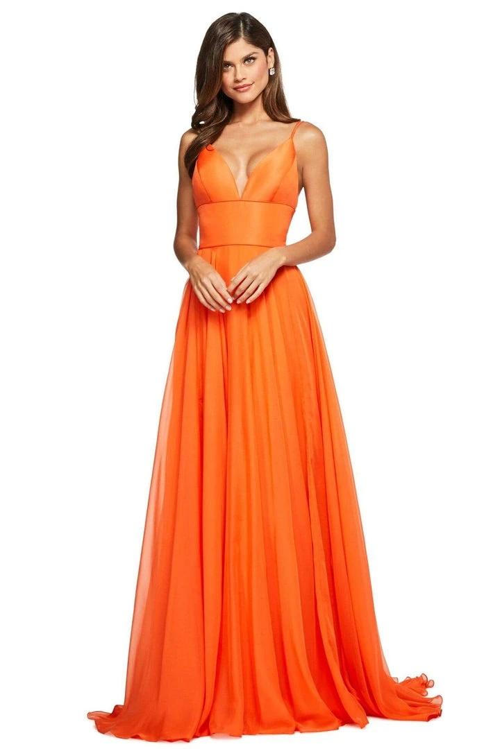 Sherri Hill - 53634 Plunging V-Neck A-Line Chiffon Dress 3 Sherri Hill - 53634 Plunging V-Neck A-Line Chiffon Dress