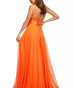 Sherri Hill - 53634 Plunging V-Neck A-Line Chiffon Dress 7 Sherri Hill - 53634 Plunging V-Neck A-Line Chiffon Dress