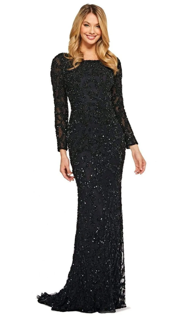 Sherri Hill - 53670 Long Sleeve Fitted Sheath Dress 3 Sherri Hill - 53670 Long Sleeve Fitted Sheath Dress