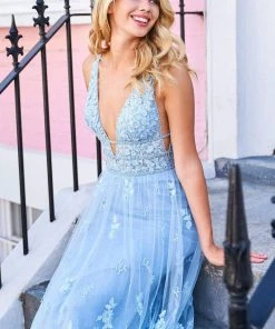 Sherri Hill - 53695 V-Neck Beaded A-Line Dress 8 Sherri Hill - 53695 V-Neck Beaded A-Line Dress