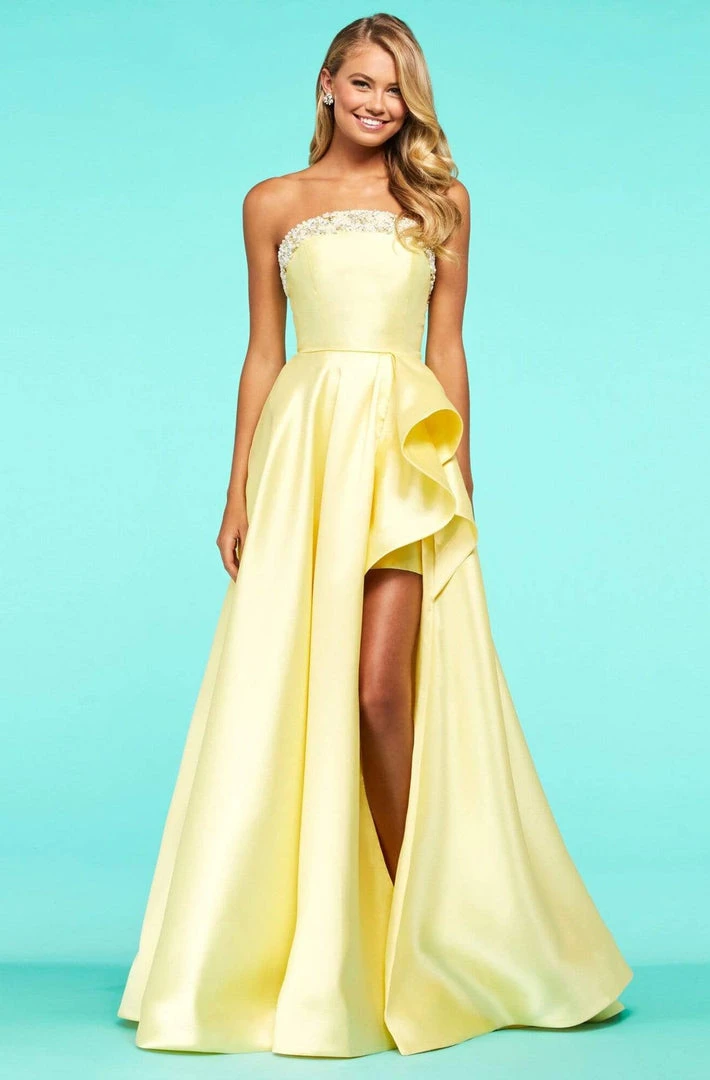 Sherri Hill - 53710 Beaded Satin A-Line Dress With Slit 3 Sherri Hill - 53710 Beaded Satin A-Line Dress With Slit