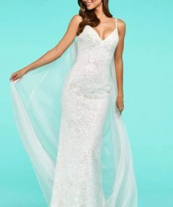 Sherri Hill - 53711 V-Neck Chiffon Sheath Dress